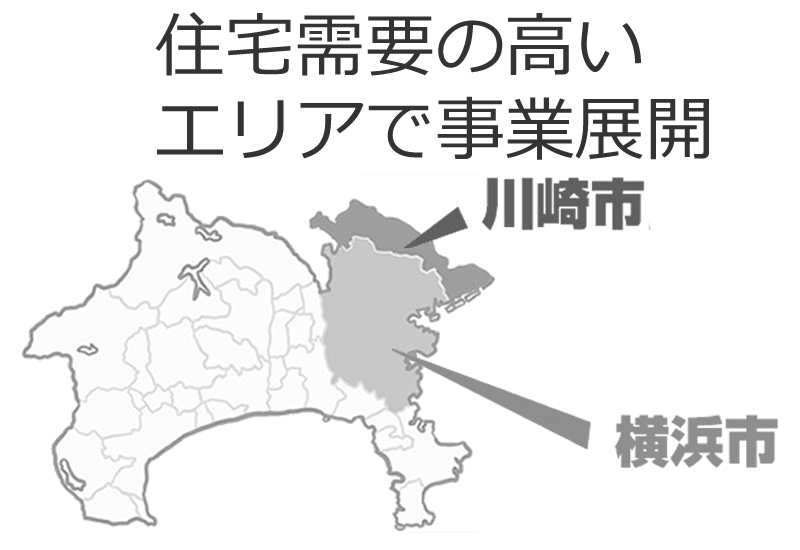 川崎市・横浜市という住宅需要の高いエリアで事業を展開。画像